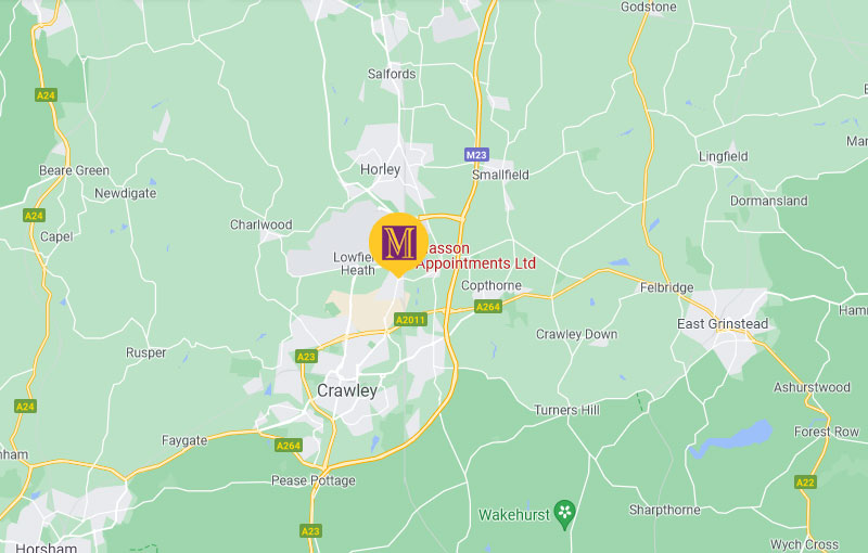 Masson Appointments Recruitment in West Sussex Map